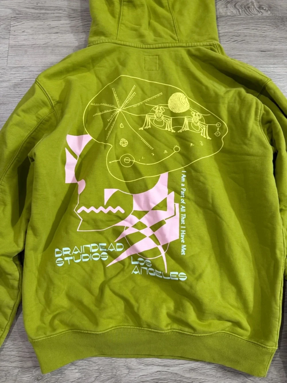 Brain Dead Playing With Fire Olive Green Graphic Hoodie Sweatshirt Small
